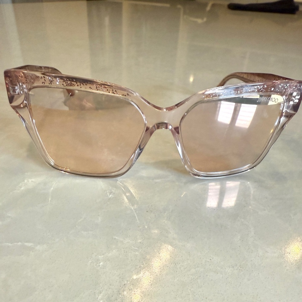 Jimmy Choo Pink Glitter Square Sunglasses